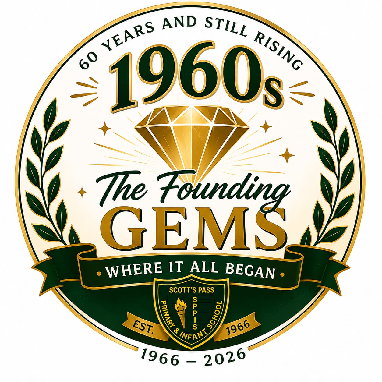 1960s anniversary emblem: The Founding Gems—Where It All Began
