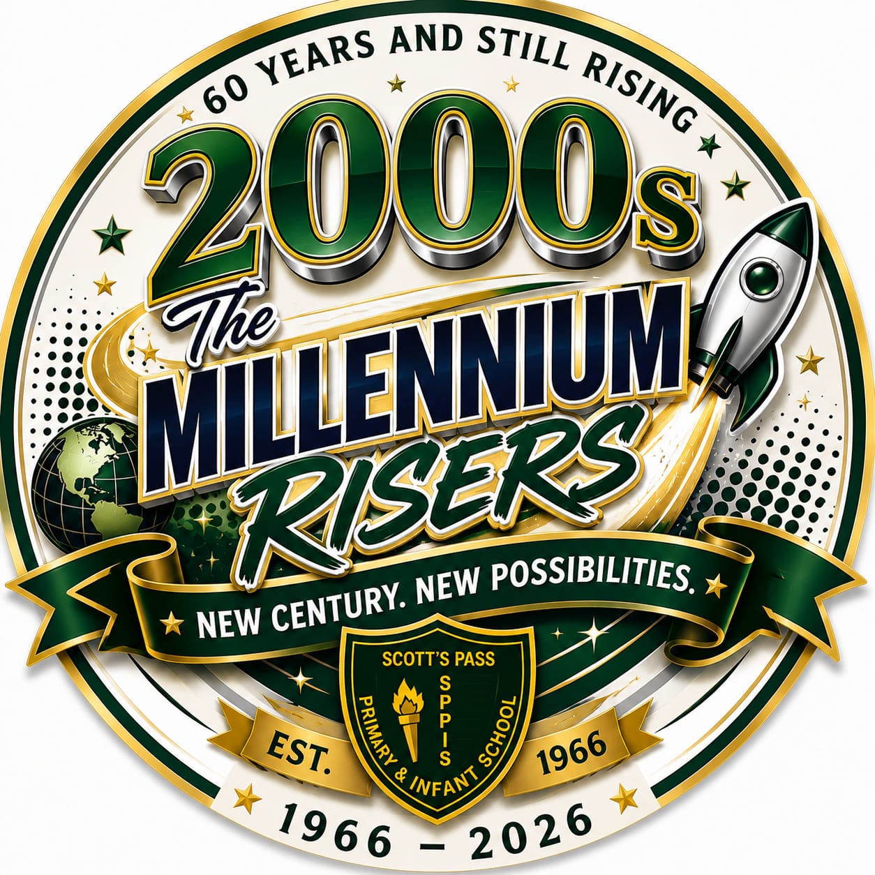 2000s anniversary emblem: The Millennium Risers—New Century, New Possibilities