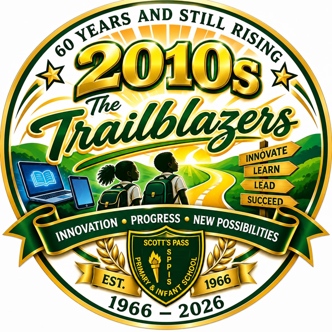2010s anniversary emblem: The Trailblazers—Innovation, Progress, New Possibilities